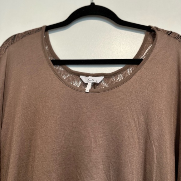 Women Kirra Sz: M Brown Loose Fit Lace Back Boxy Oversized Lightweight Flowy Top - Picture 12 of 16